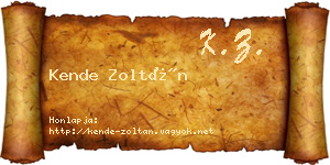 Kende Zoltán névjegykártya